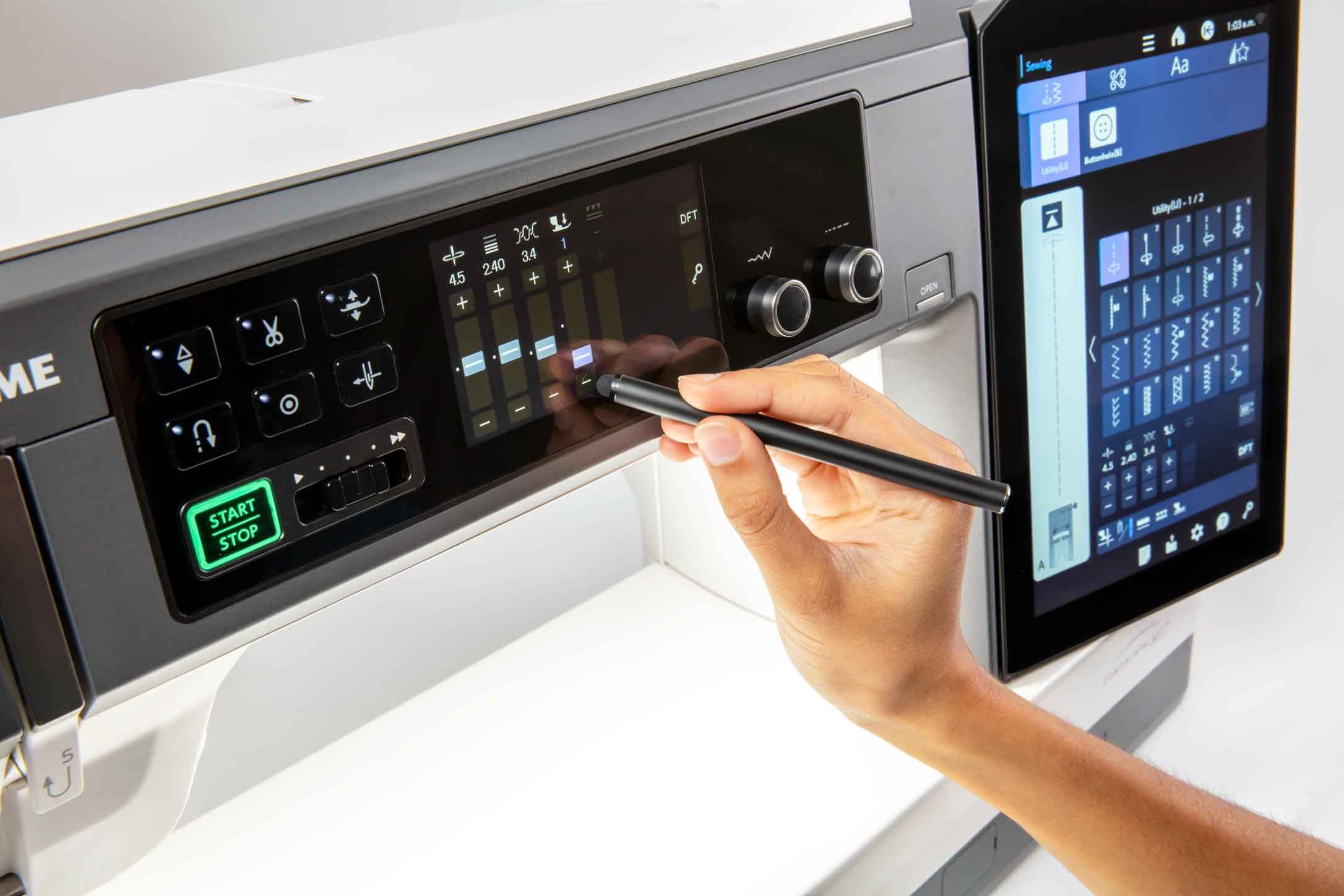 Janome Continental M17 dual touchscreen detail