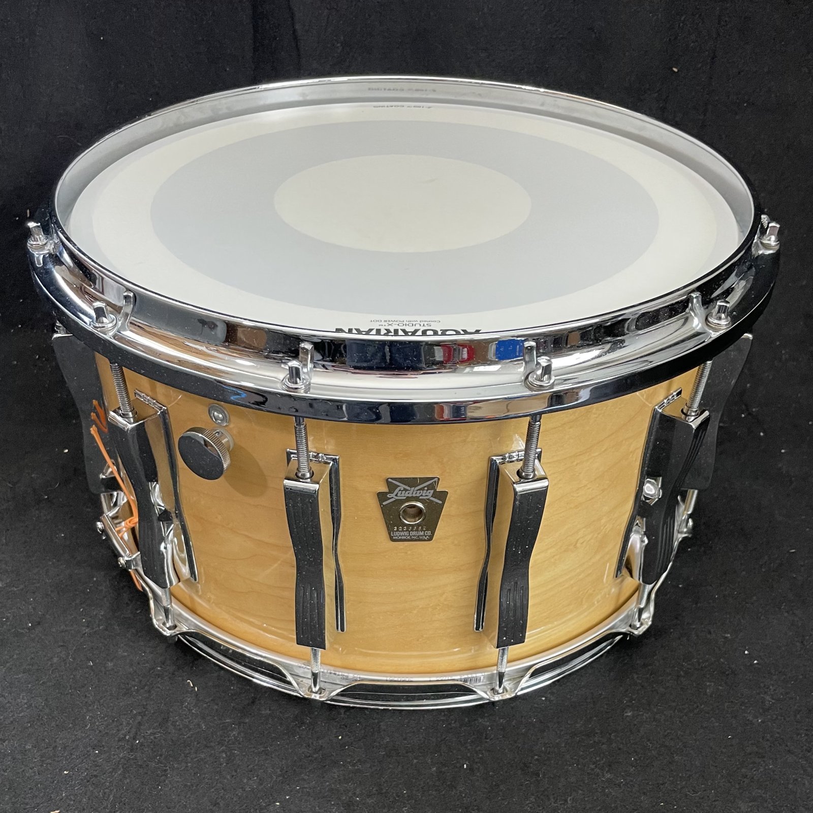 Ludwig 8x14 Coliseum Snare Drum 12 Lug Maple Thermo Gloss Monroe Badge