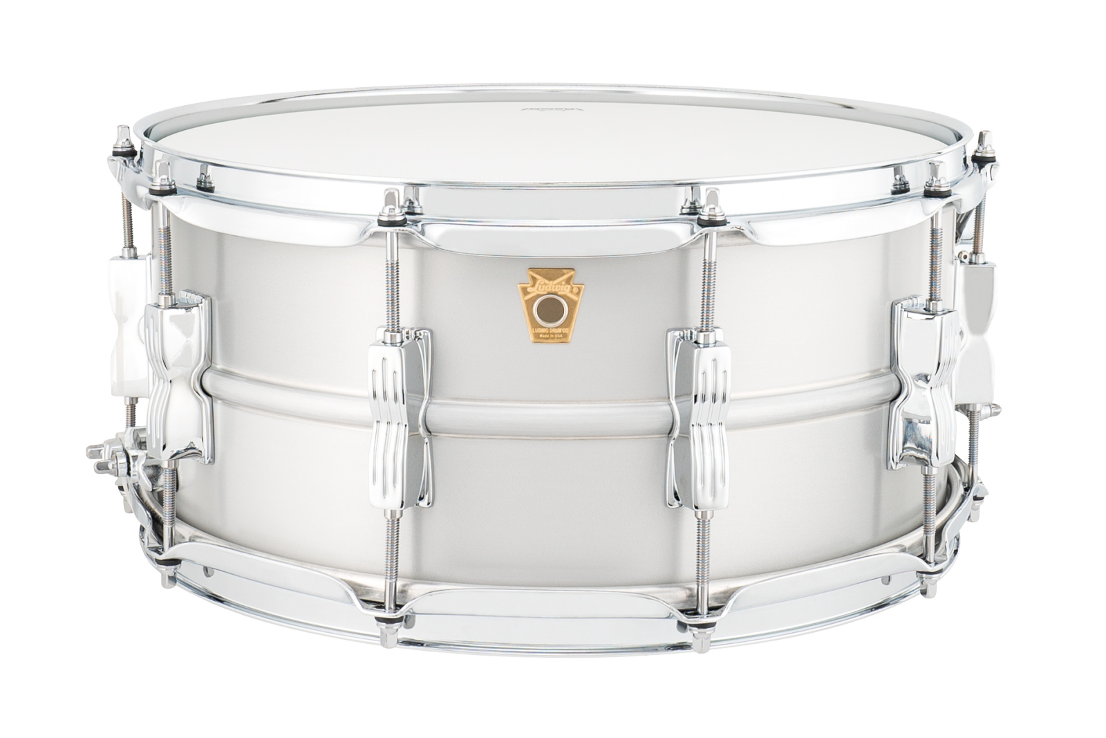 Ludwig Acrolite 6 1/2 X 14 Aluminum Snare Drum w/Millenium Throw Off and Keystone Badge