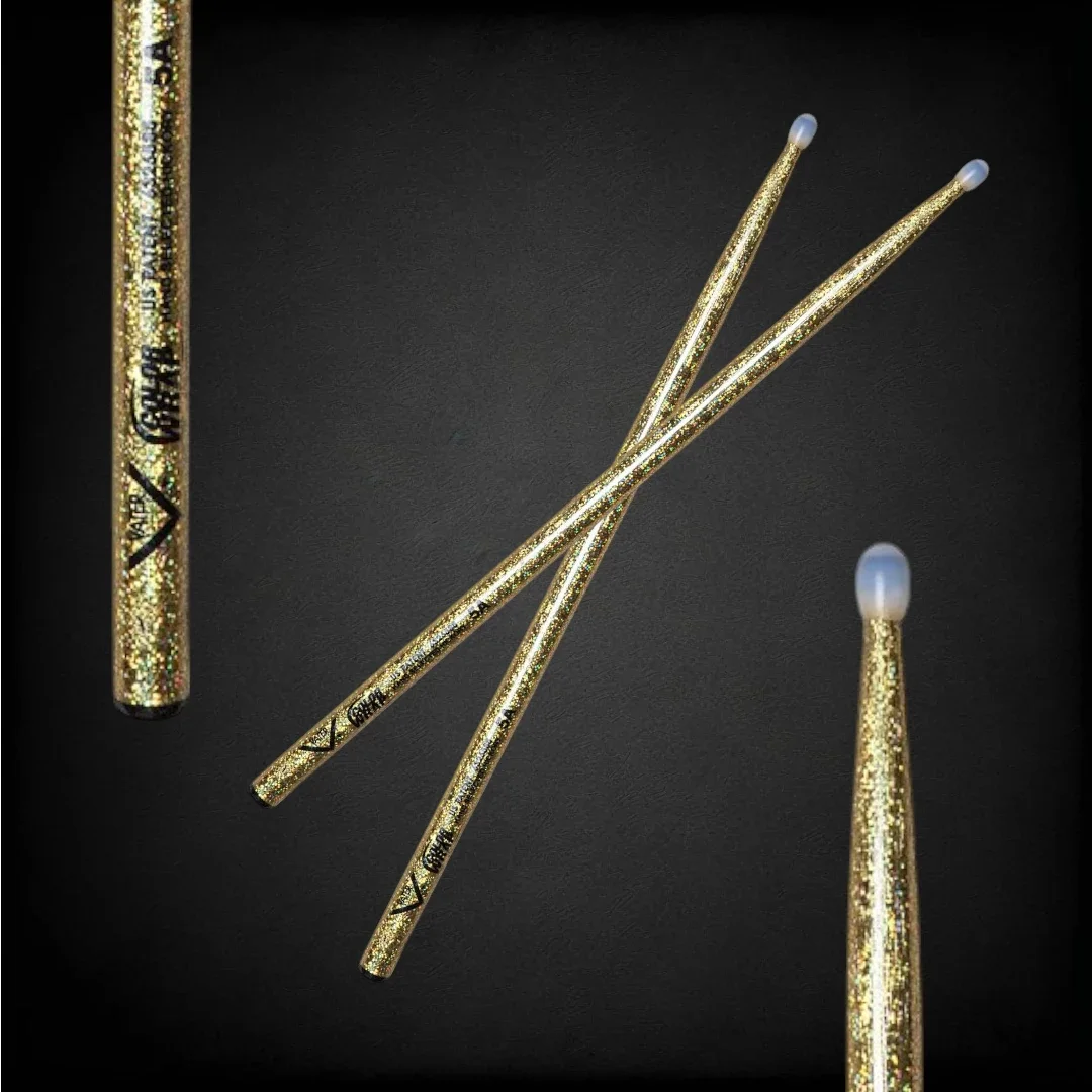 Vater Color Wrap 5A Gold Sparkle Nylon Tips Drumsticks