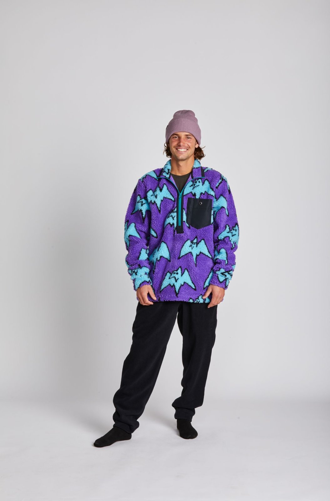 Airblaster Sherpa Half Zip - Big Terry Purps