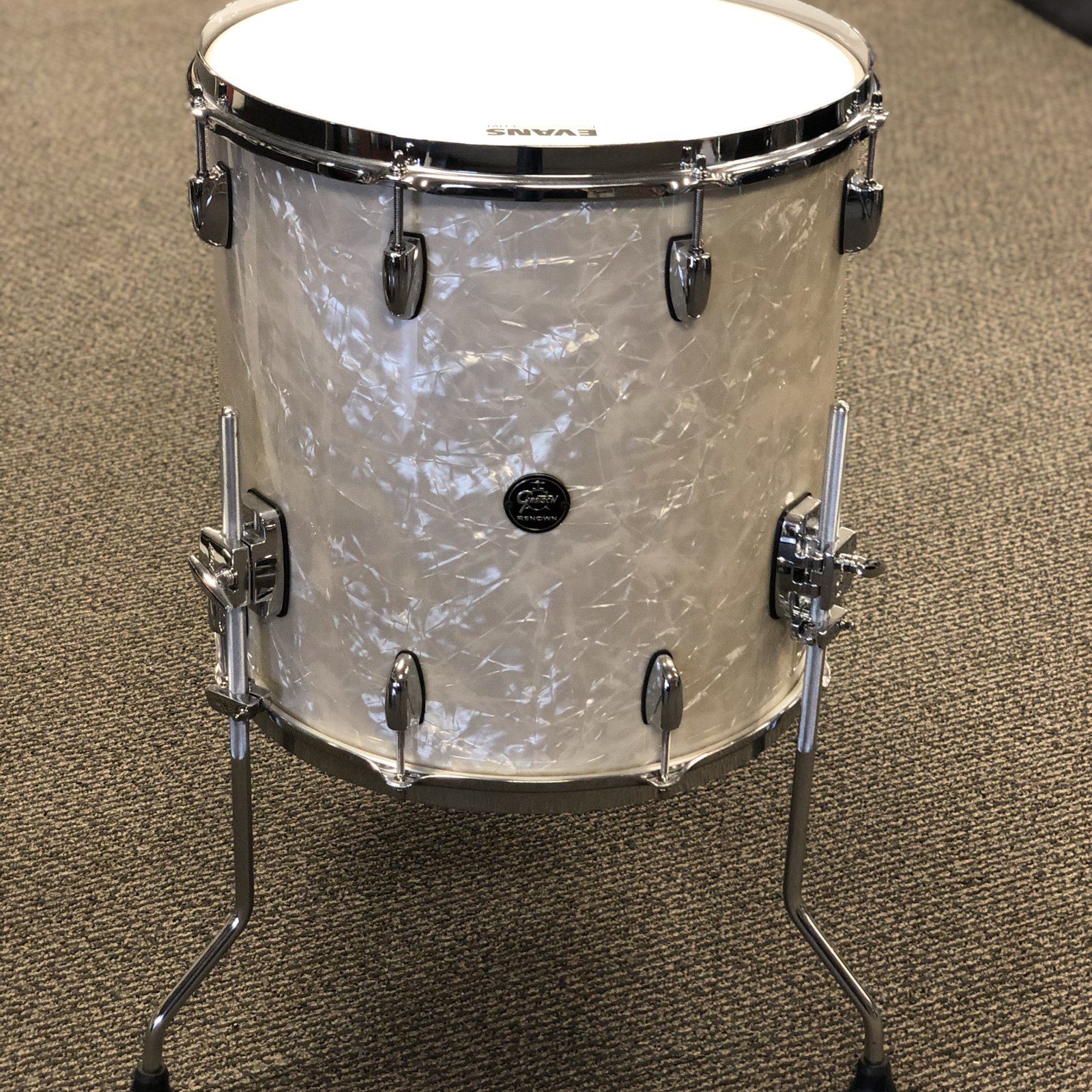 Used Gretsch Renows 16” x 16” Floor Tom in White Marine Pearl