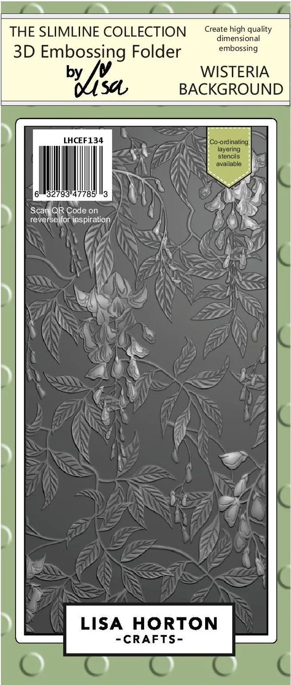 Lisa Horton Slimline 3D Embossing Folder Wisteria Background