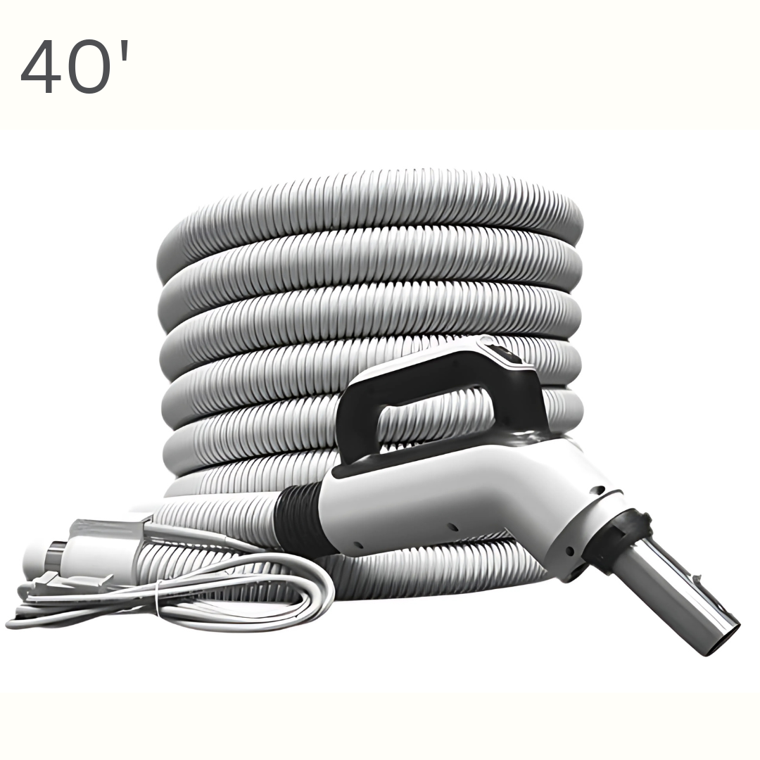  40' Central Vacuum Hose with Gas Pump Handle & 3-Way Switch – Crushproof Design