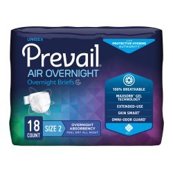 FIRST QUALITY NGX-013 PREVAIL AIR OVERNIGHT ADULT BRIEFS SIZE 2 LARGE 45-62 WAIST, 18/BG 4BG/CS