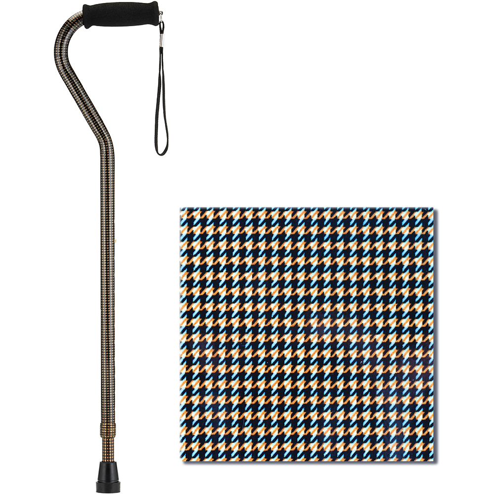NOVA 1070HT HOUNDSTOOTH CANE WITH OFFSET HANDLE AND CARRYING STRAP, FITS USER 4'11 TO 6'4 300LB WT CAP