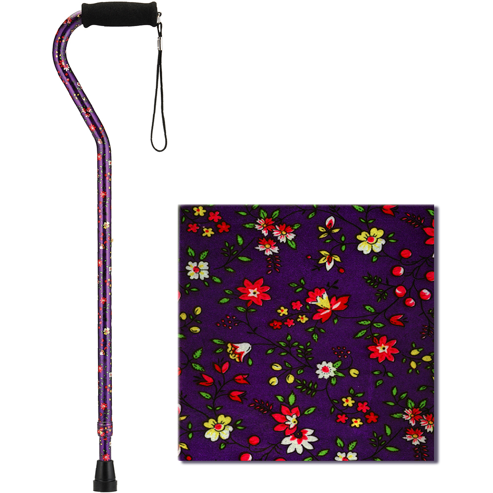 NOVA 1070PB PURPLE BLISS CANE WITH OFFSET HANDLE AND CARRYING STRAP, FITS USER 4'11 TO 6'4 300LB WT CAP