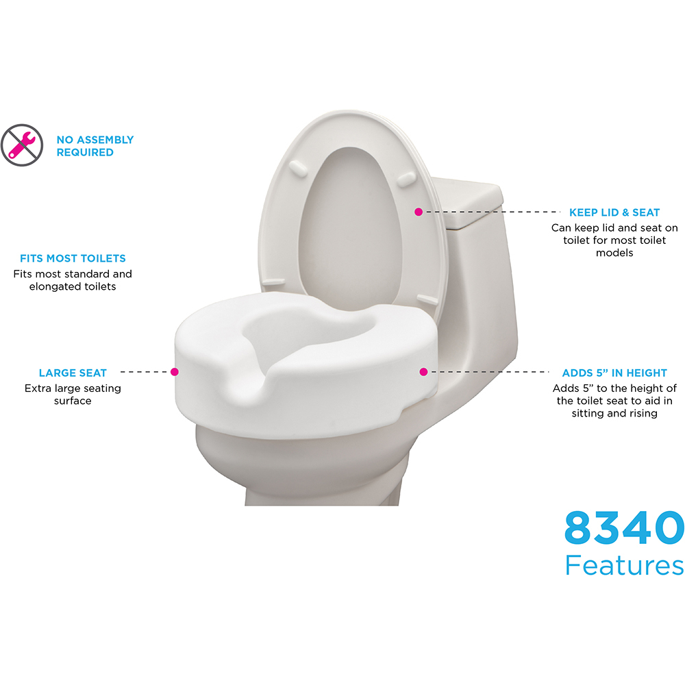 NOVA 8340-R 5 RAISED TOILET SEAT 300LB WT CAP (SPECIAL ORDER ITEM)