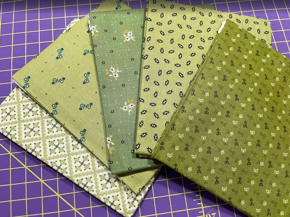 Assorted Green Fat Quarters by Lori Holt of Bee in My Bonnet for Riley Blake Designs