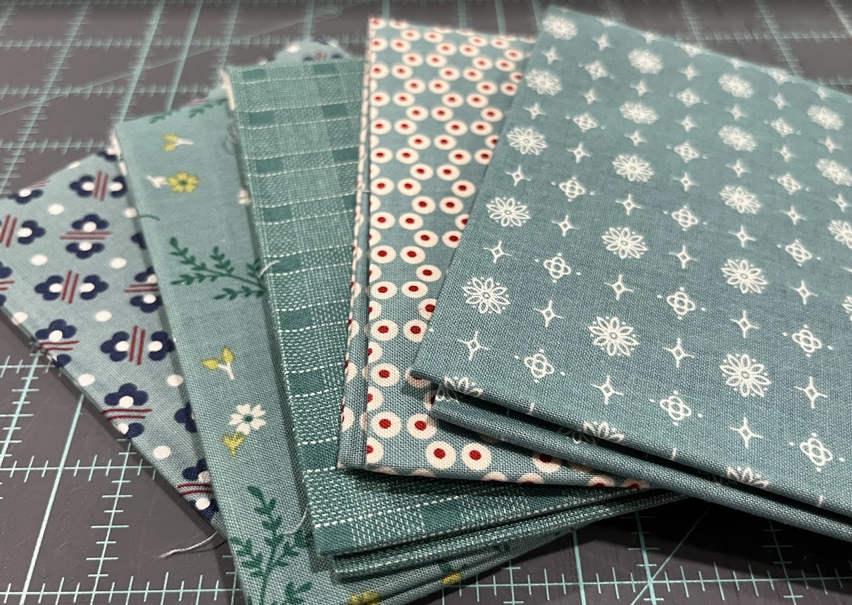 Assorted Teal Fat Quarters by Lori Holt of Bee in My Bonnet for Riley Blake Designs