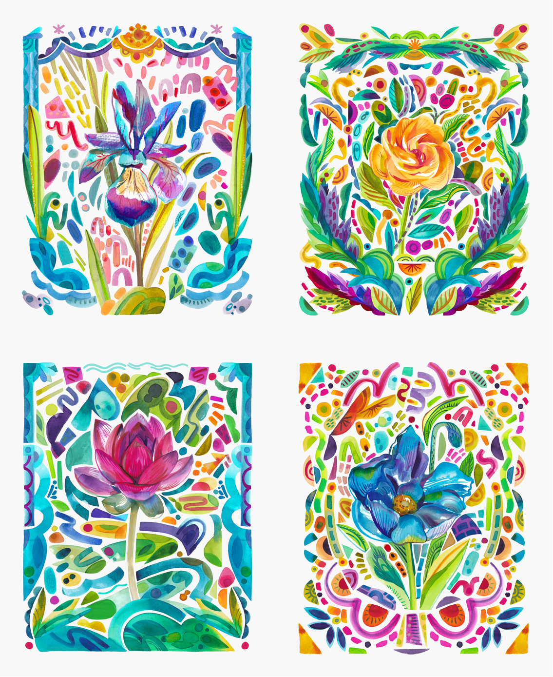 Radiant Bold Flowers Panel 36 x 44 Watercolor Amarilys Henderson Moda Fabrics