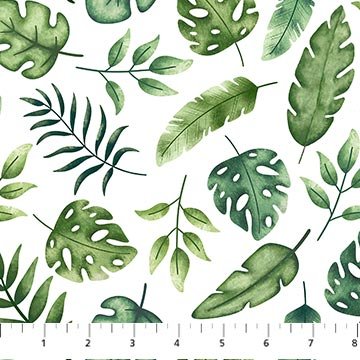 Wee Safari Tossed Leaves White Multi 25645-10 - 778149084389