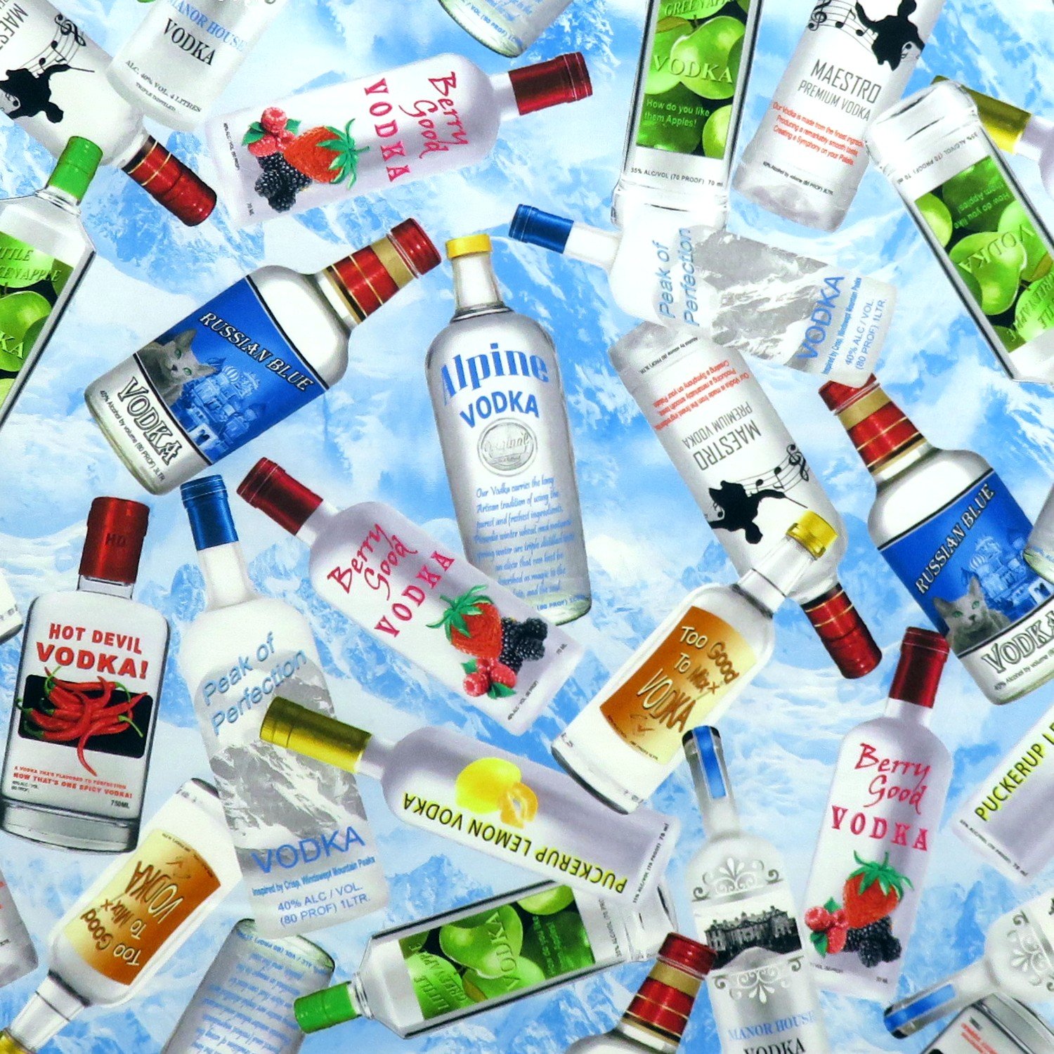 Top Shelf 12851-05 Vodka Alcohol Drink Light Blue for Benartex