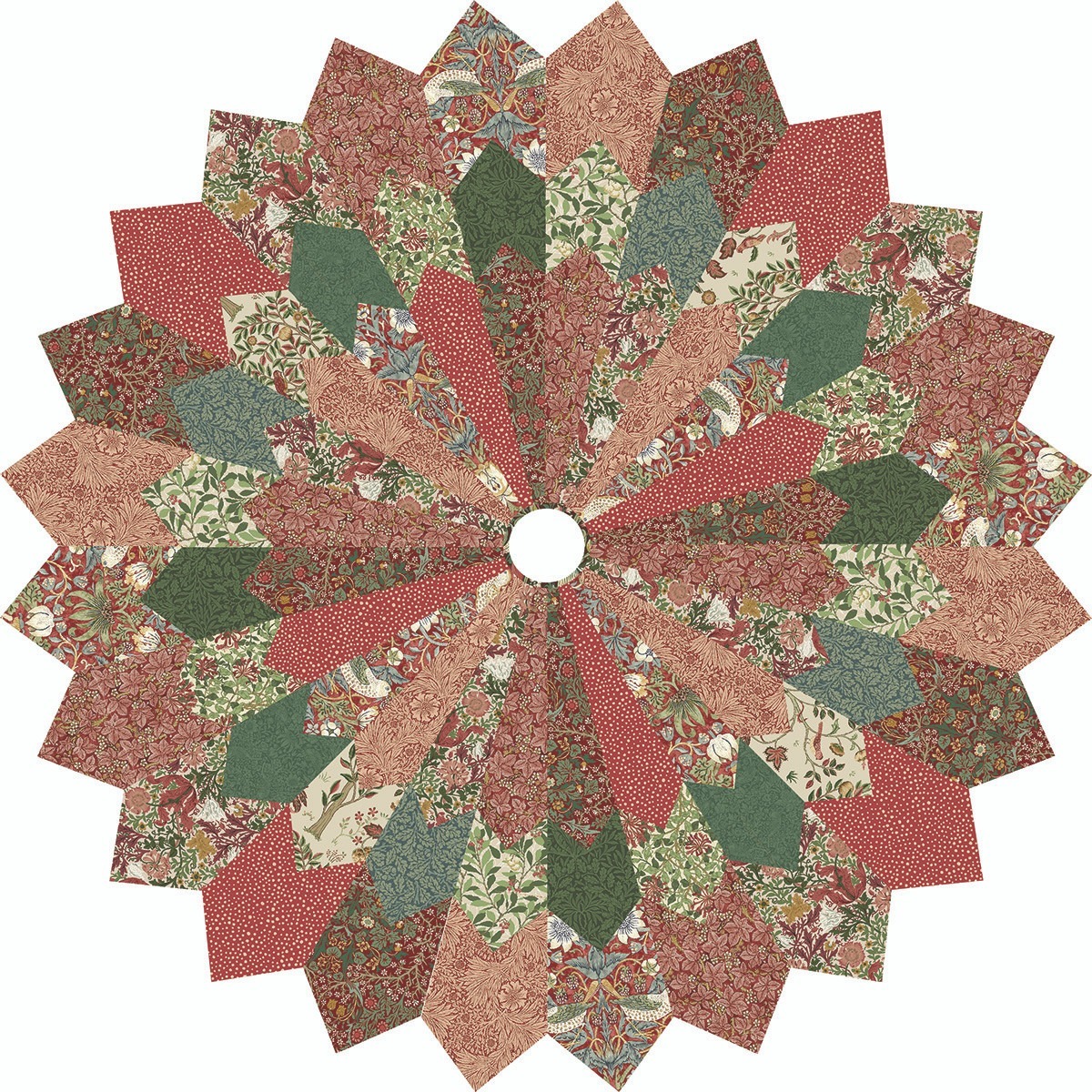 Triple Dresden Tree Skirt Kit in Suffolk Holiday by Morris & Co. 48 X 48