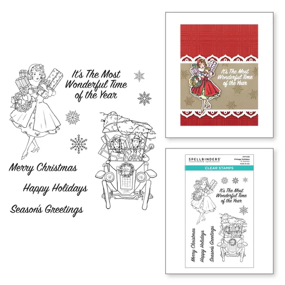 Spellbinders - Vintage Holidays Clear Stamp Set from the Christmas Tradition Collection