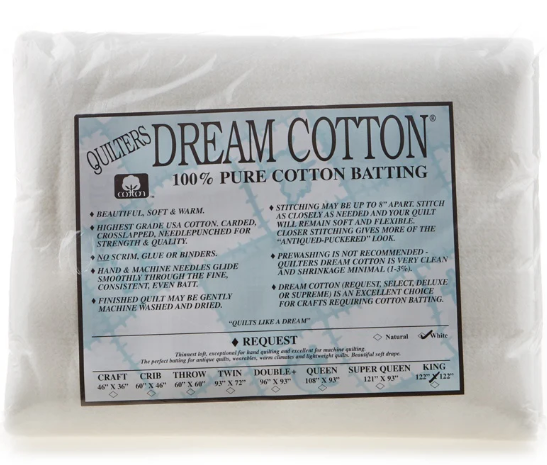 Batting Quilters Dream Natural Dream Cotton Request Thinnest Loft Twin (93 x 72)