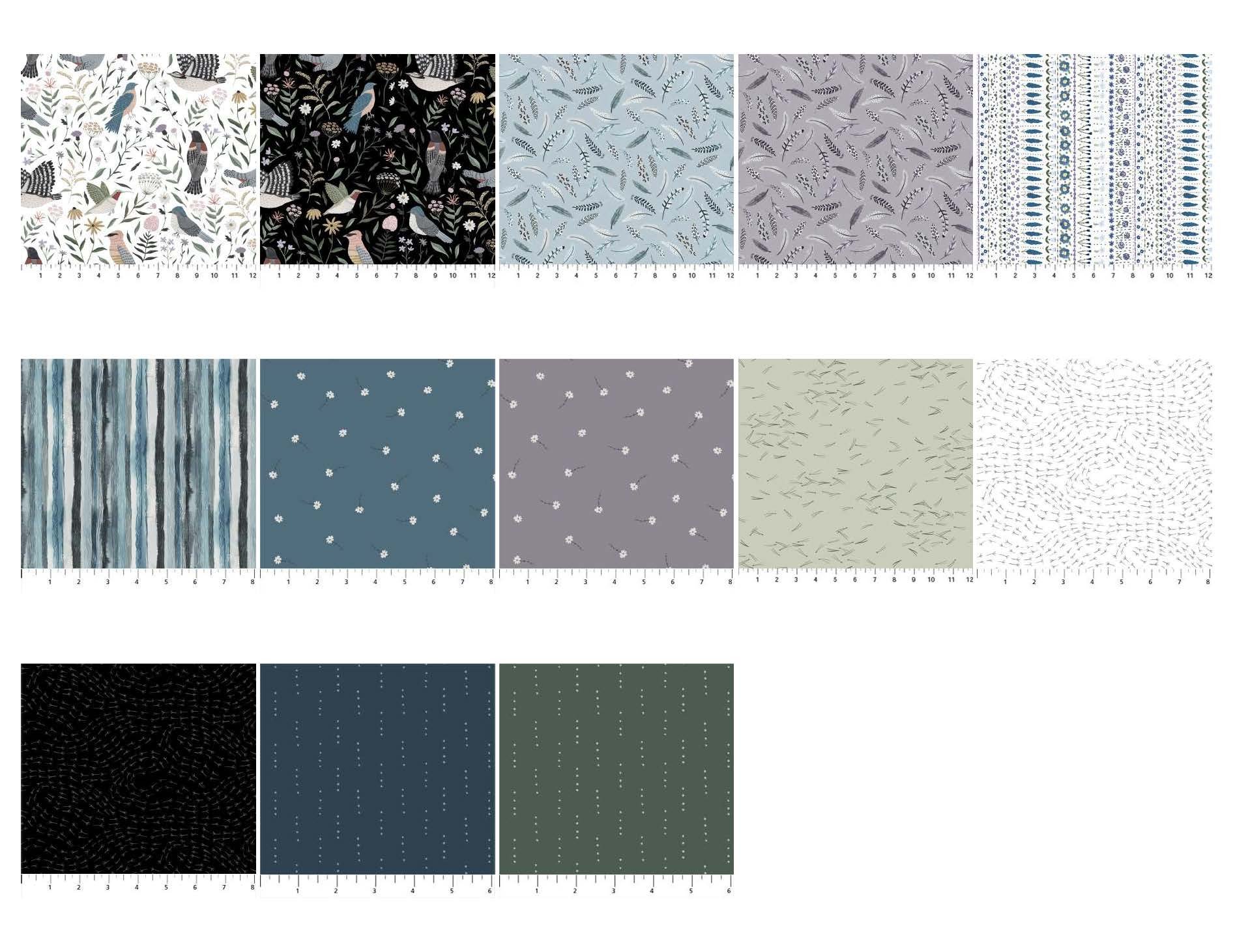 Birdwatch Fat Quarter Bundle Of 13 By Figo Fabrics