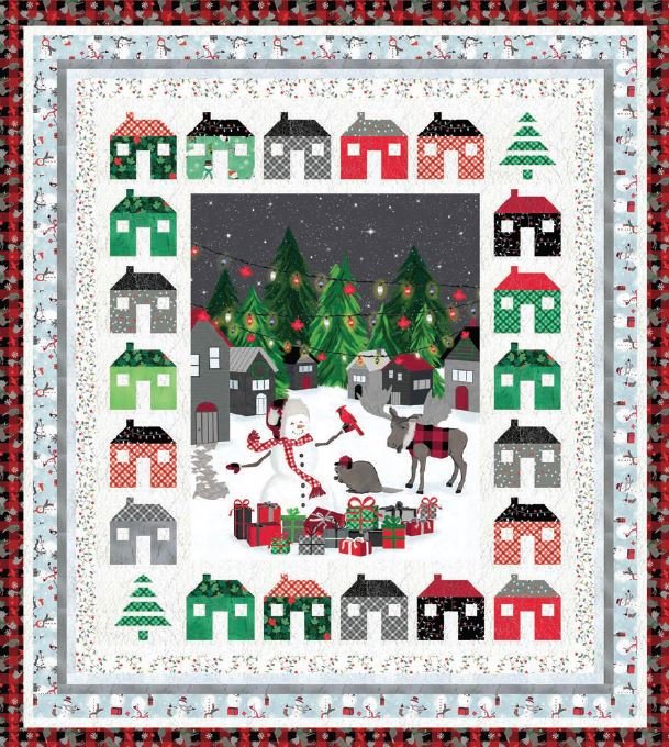 Festive Canada Quilt Kit Christmas Village 68 by 76
