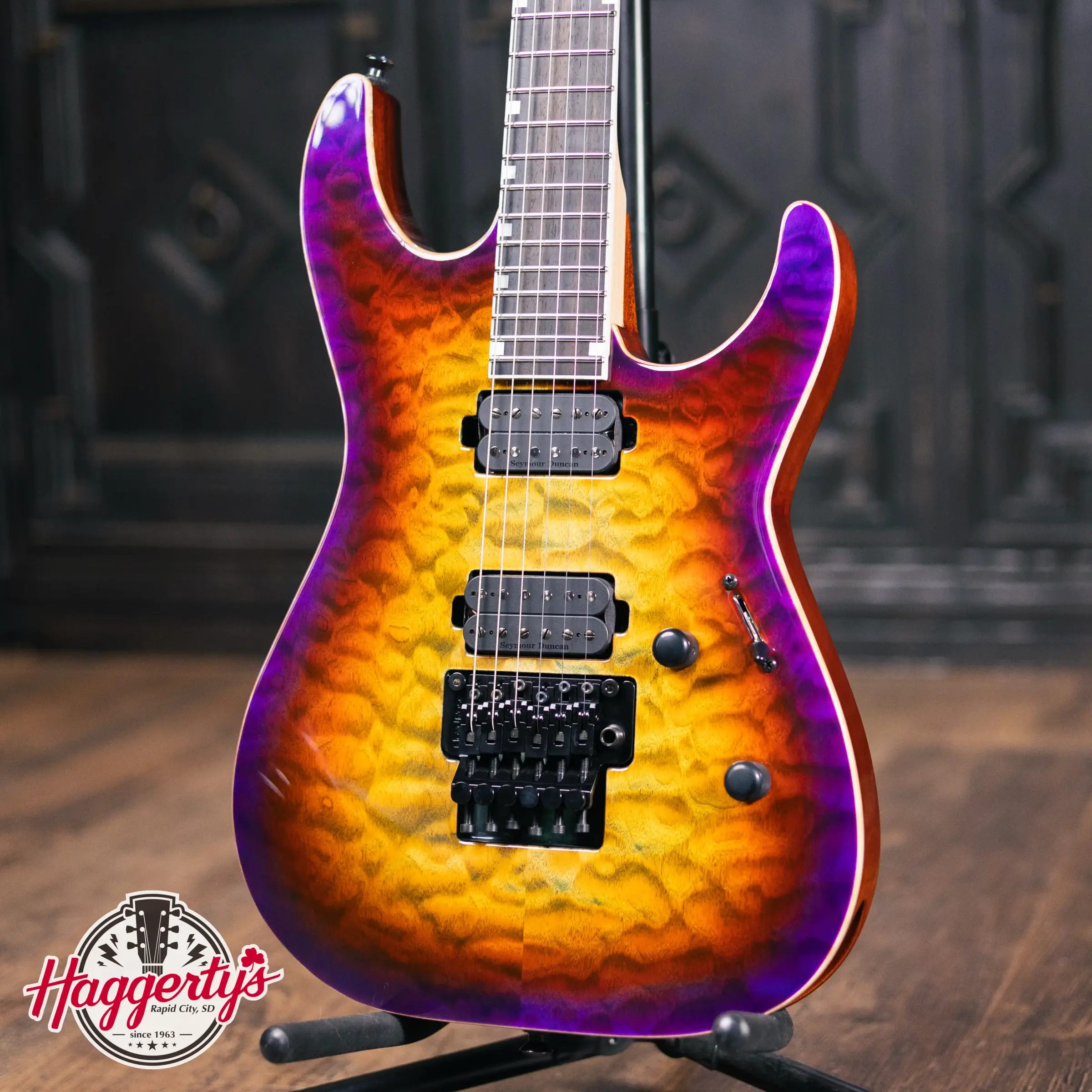 ESP USA Custom Shop M-II FR-DLX Electric Guitar - Lynch Burst with Hardshell Case