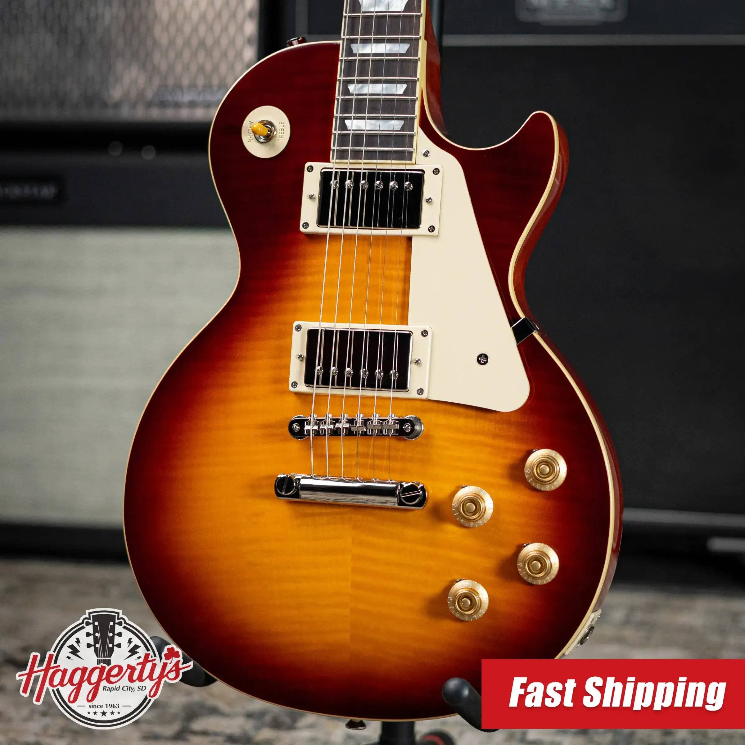 Epiphone 1959 Les Paul Standard Reissue Electric Guitar - Deep Cherry Sunburst with Hardshell Case