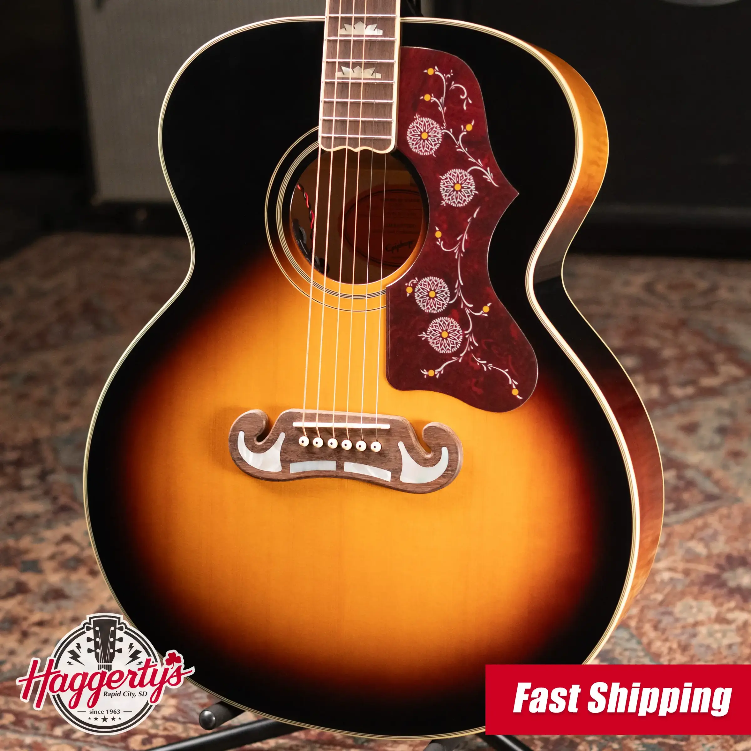 Epiphone J-200 Acoustic/Electric Guitar -  Aged Vintage Sunburst Gloss