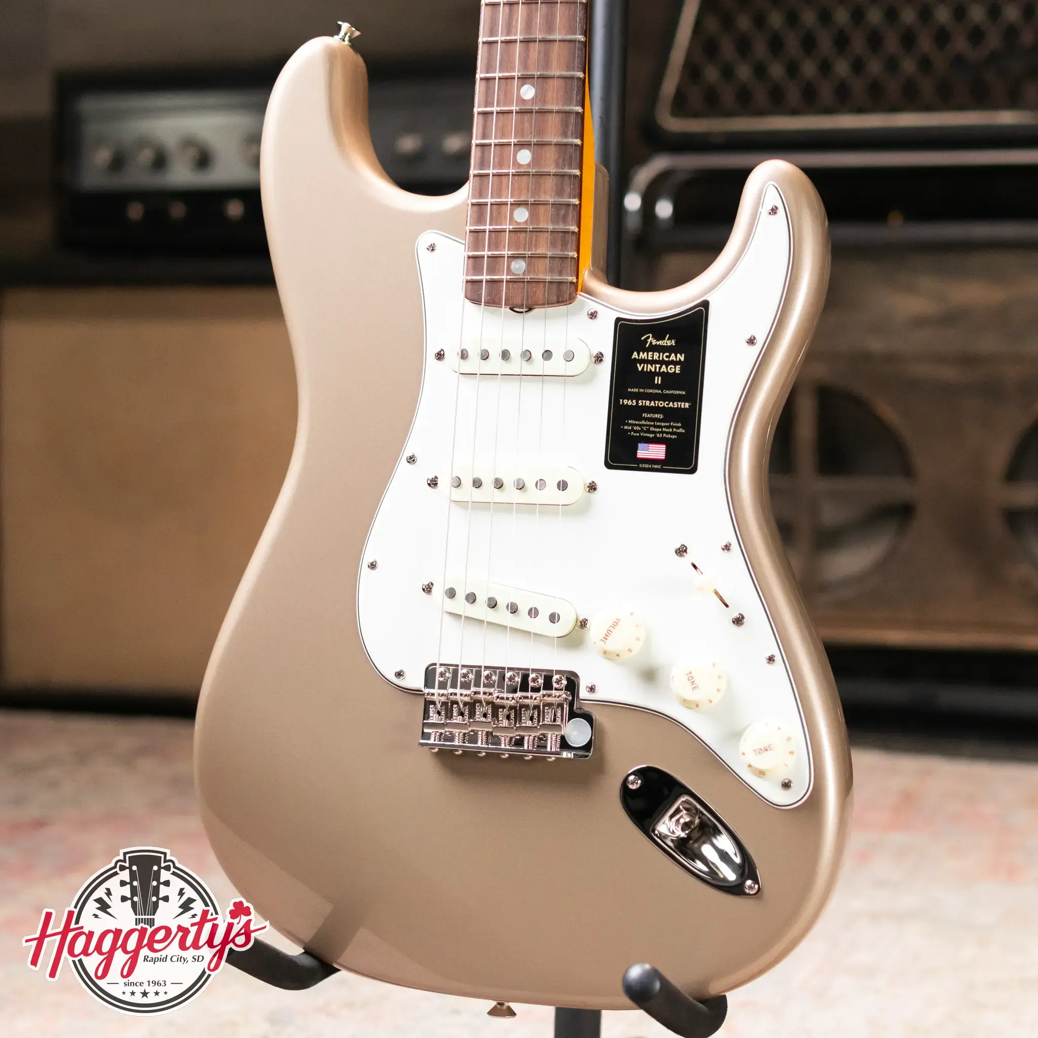 Fender American Vintage II 1965 Stratocaster, Round-Lam Rosewood Fingerboard - Shoreline Gold with Hardshell Case - Used