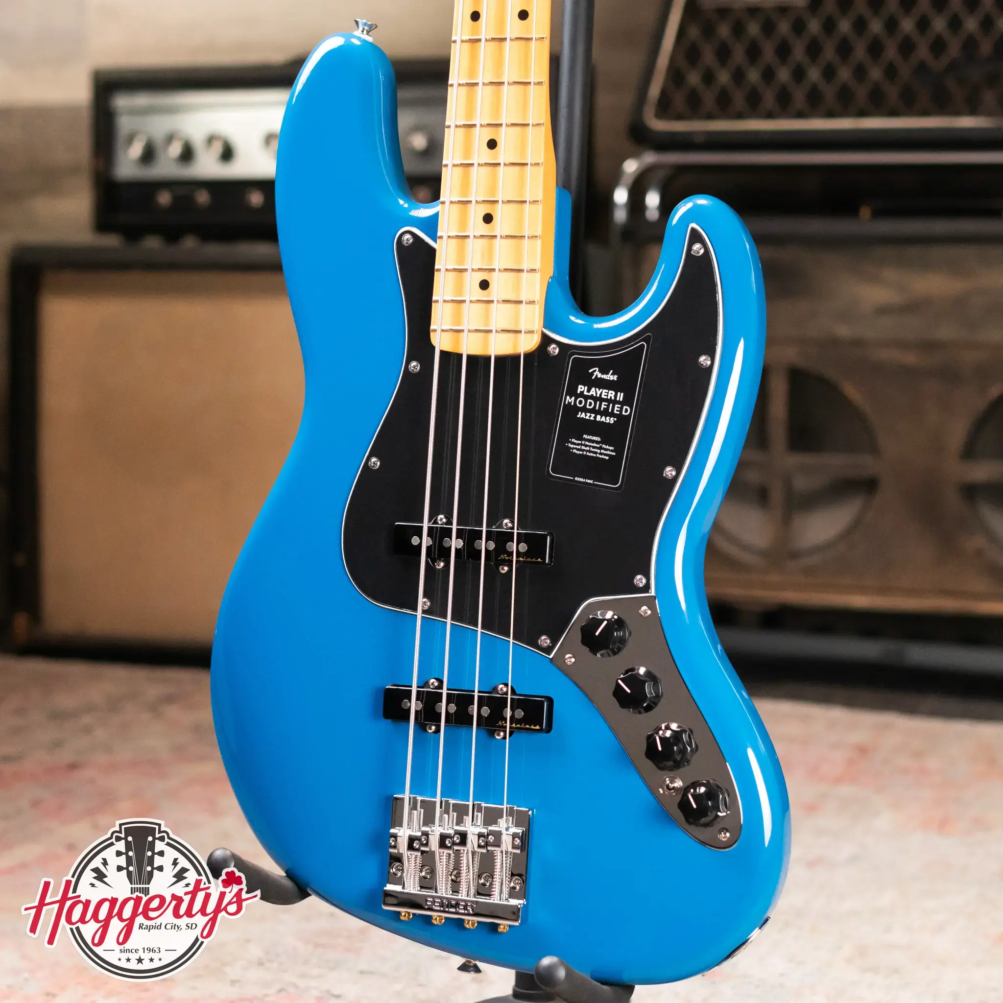 Fender Player II Modified Active Jazz Bass, Maple Fingerboard - Electric Blue with Gig Bag