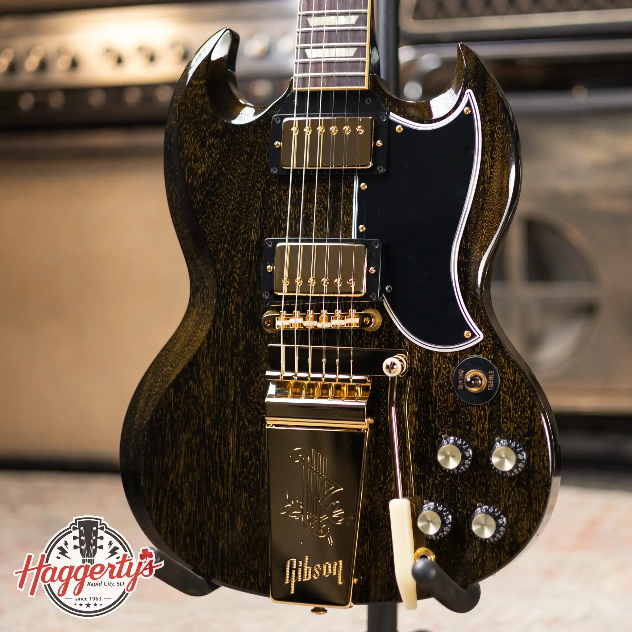 Gibson Custom Shop 1964 SG Standard with Maestro Electric Guitar - TV Black Gold with Hardshell Case