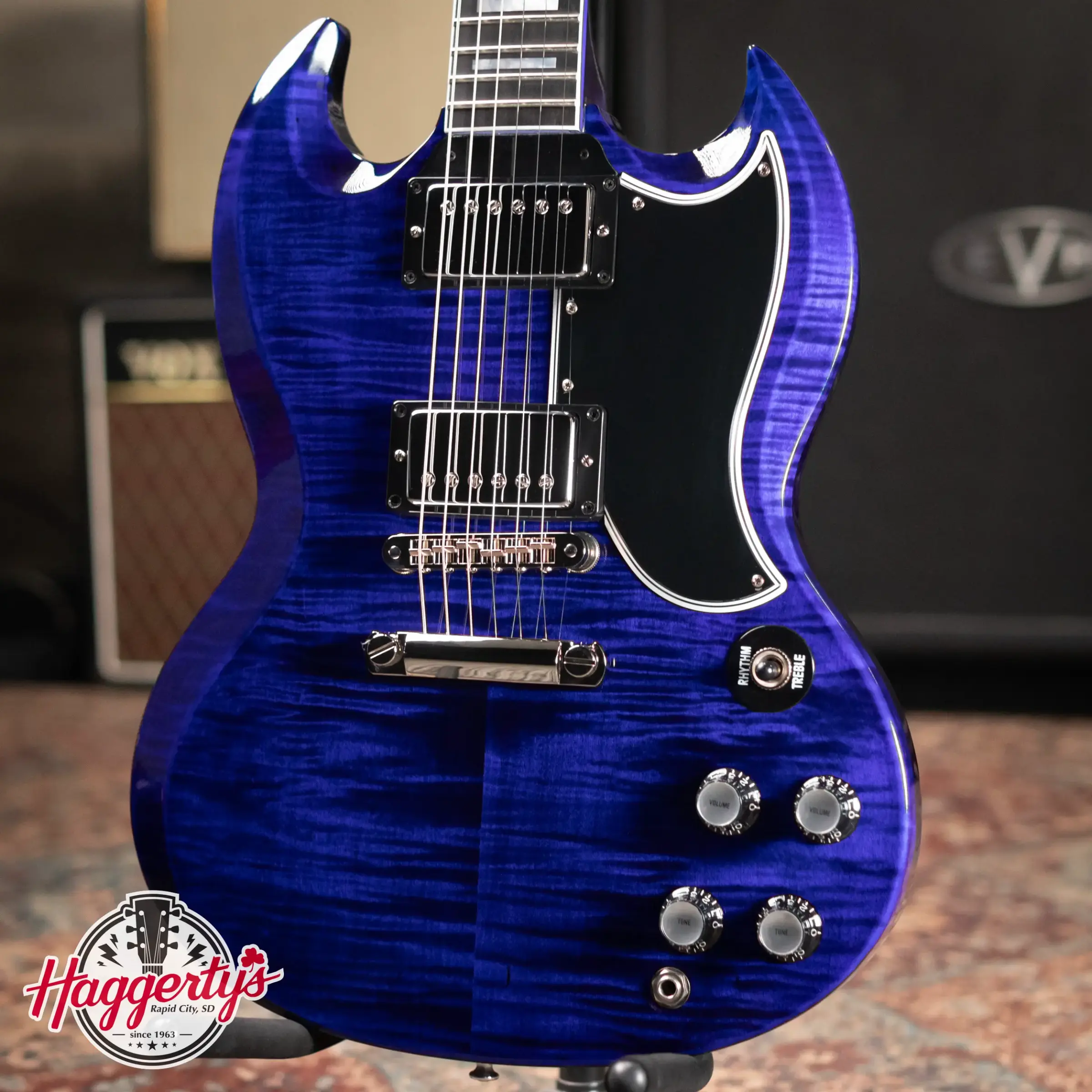 Gibson Custom Shop SG Custom Figured Top Electric Guitar - Blue Widow with Hardshell Case
