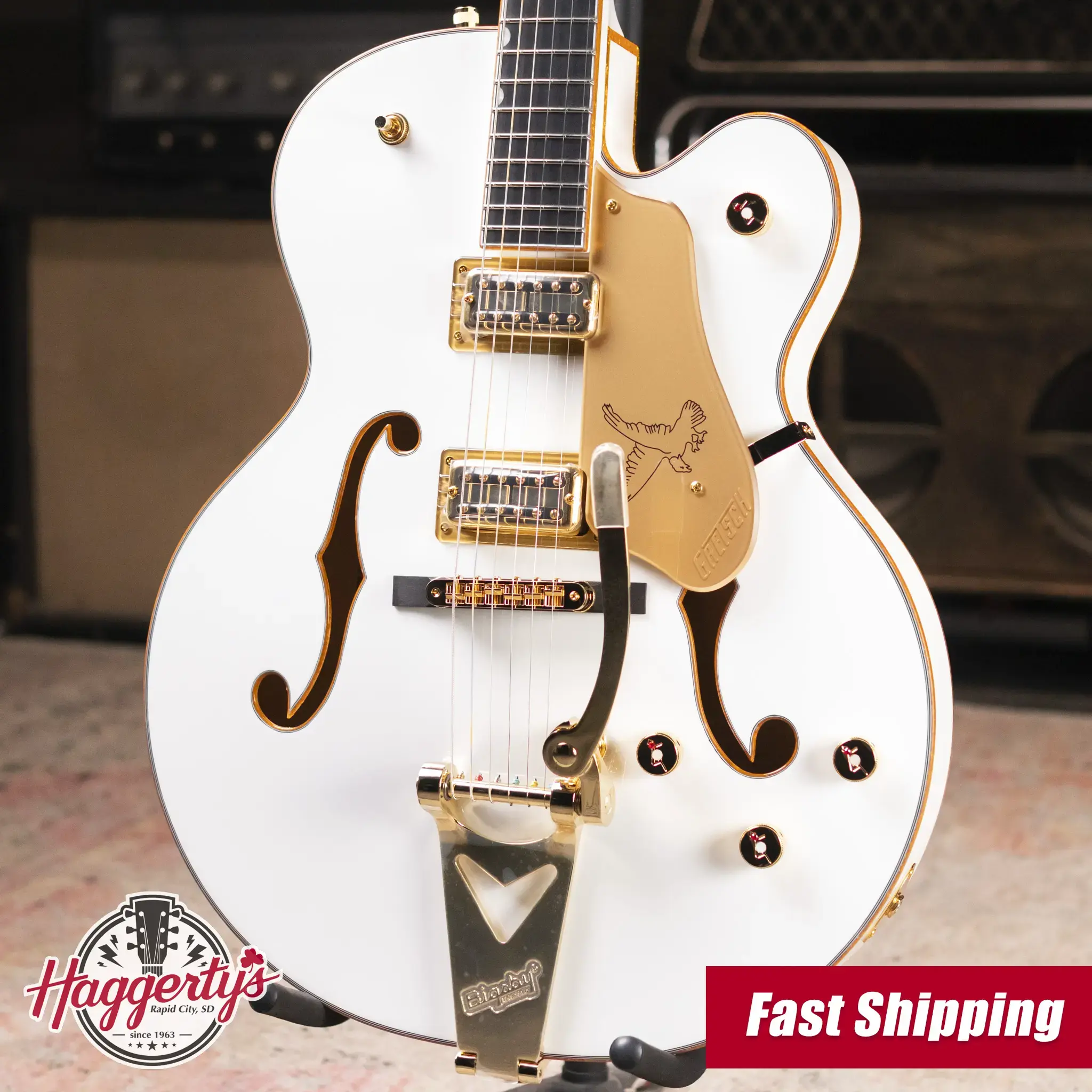 Gretsch Synchromatic Falcon Hollow Body Single-Cut with Bigsby Electric Guitar - Snowcrest White with Hardshell Case