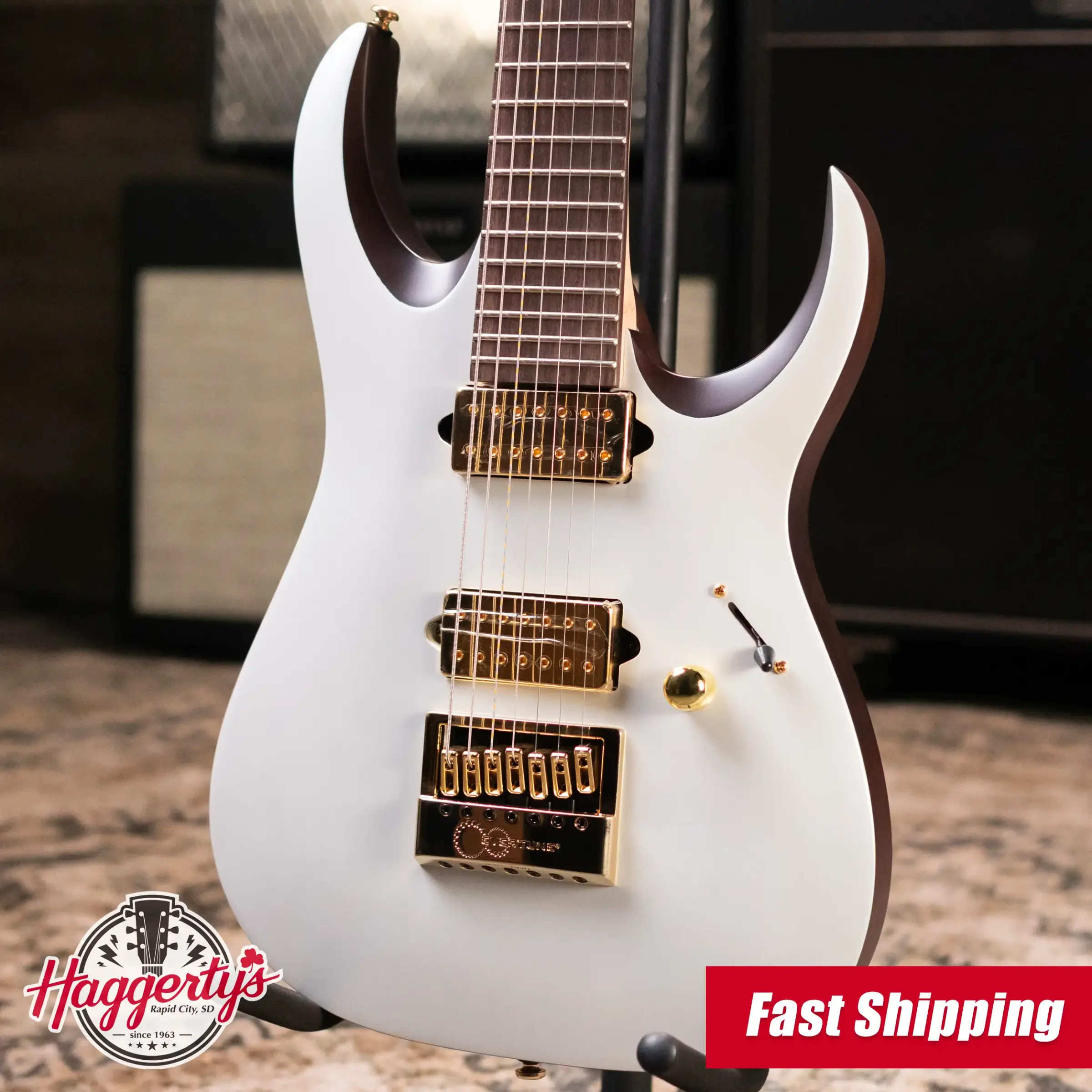 Ibanez K7YANG Brian Head Welch Signature 7-String Electric Guitar - Matte White with Gig Bag