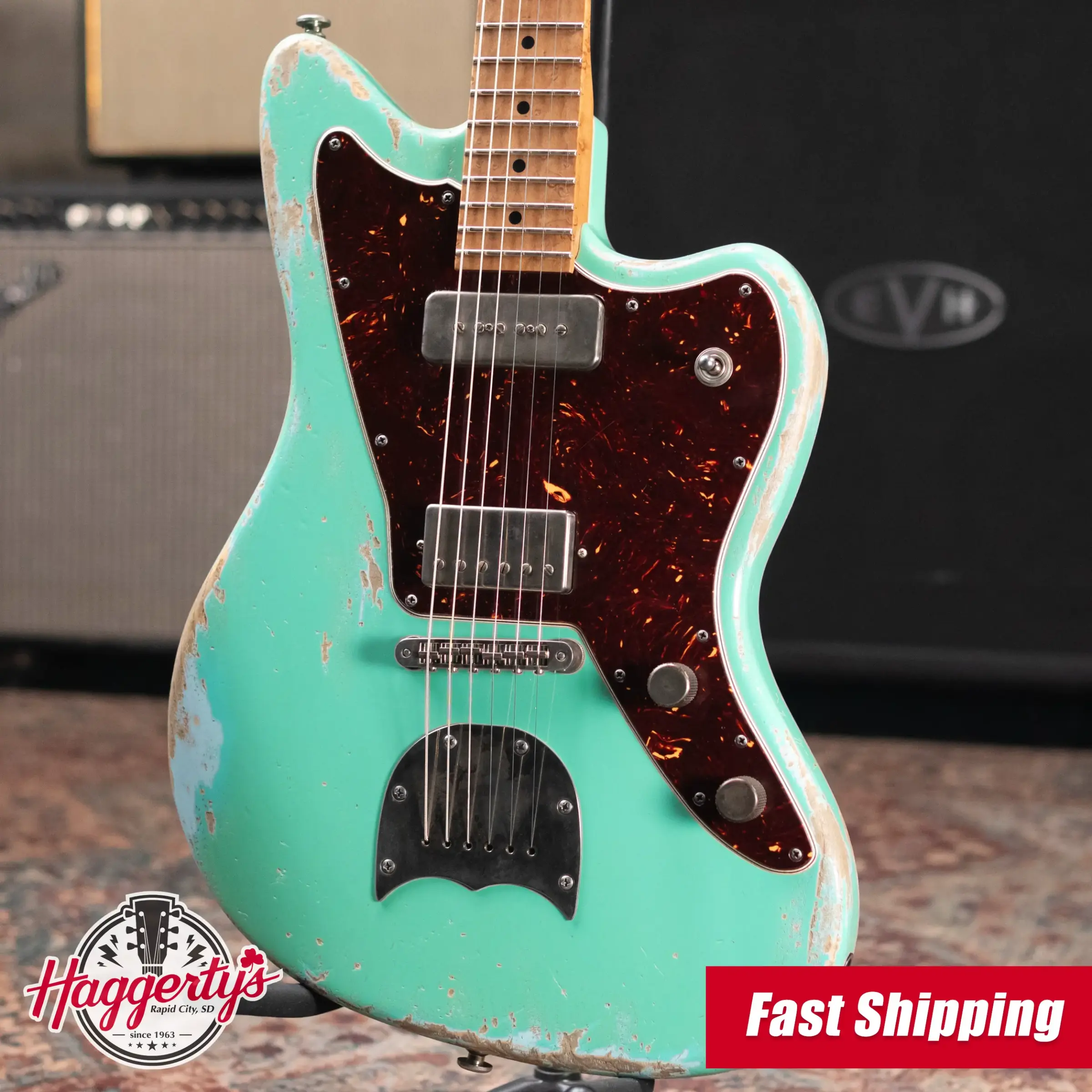 Luxxtone Choppa J Electric Guitar - Seafoam Green over Sonic Blue with Hardshell Case - Used