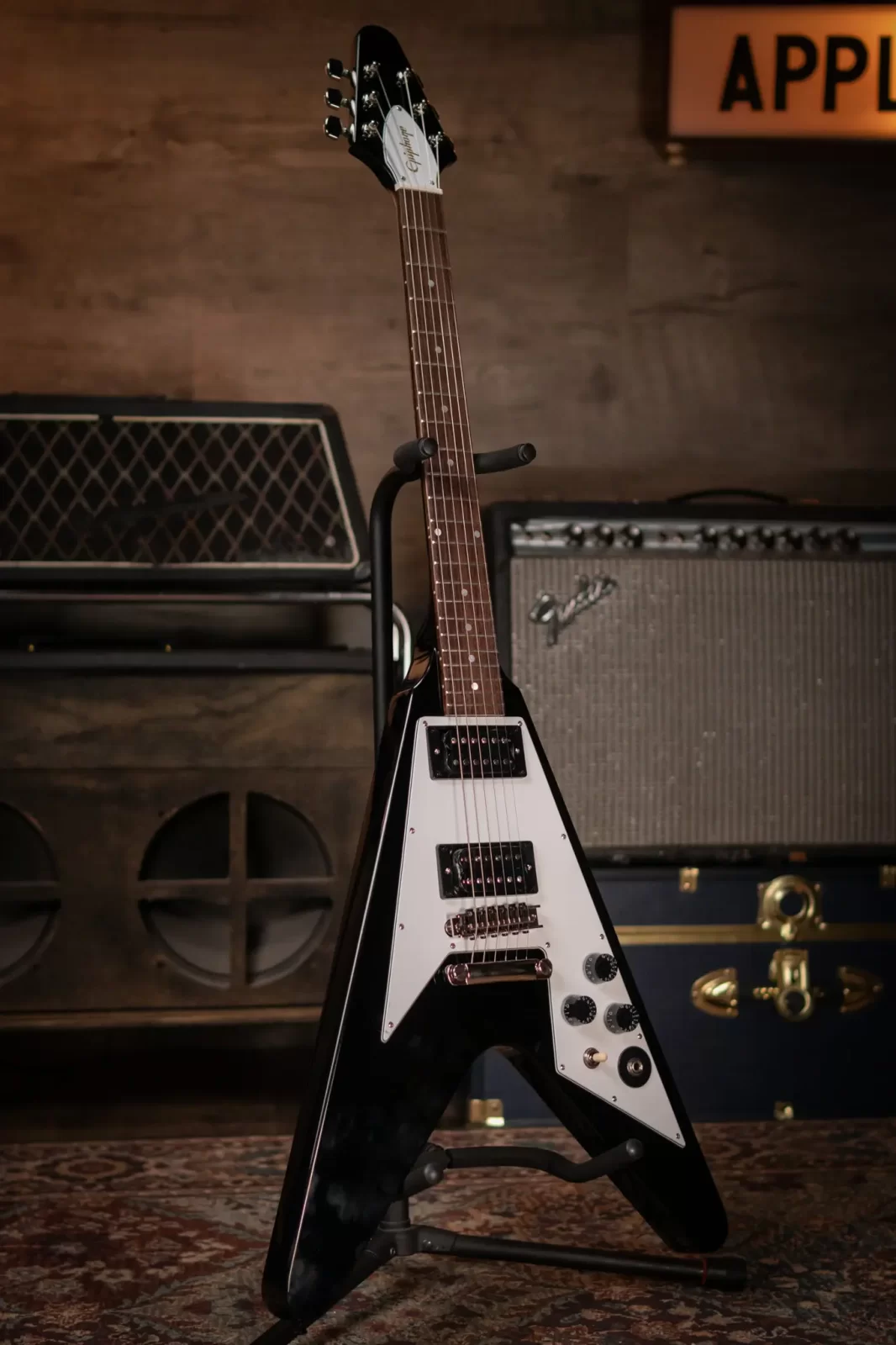 Epiphone Kirk Hammett 1979 Flying V - Ebony with Hardshell Case -  711106137384