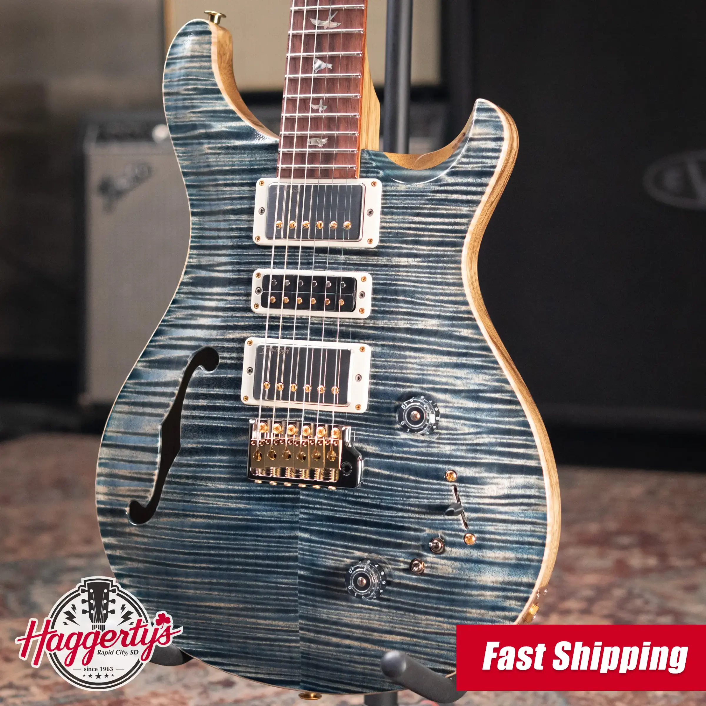 PRS 40th Anniversary Limited Edition Special Semi-Hollow Artist Top Electric Guitar - Faded Whale Blue with Hardshell Case