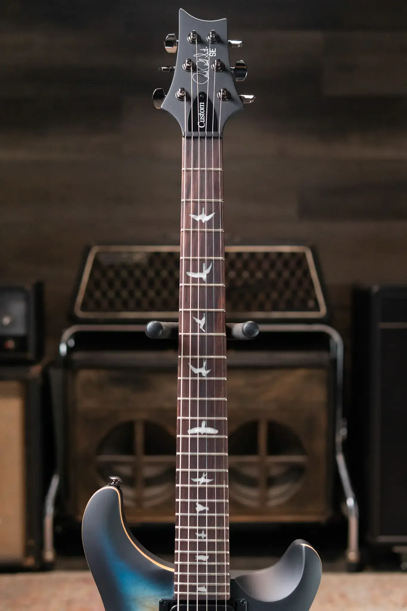 PRS SE Exotic Custom 24-08 Poplar Burl Electric Guitar - Lake Blue