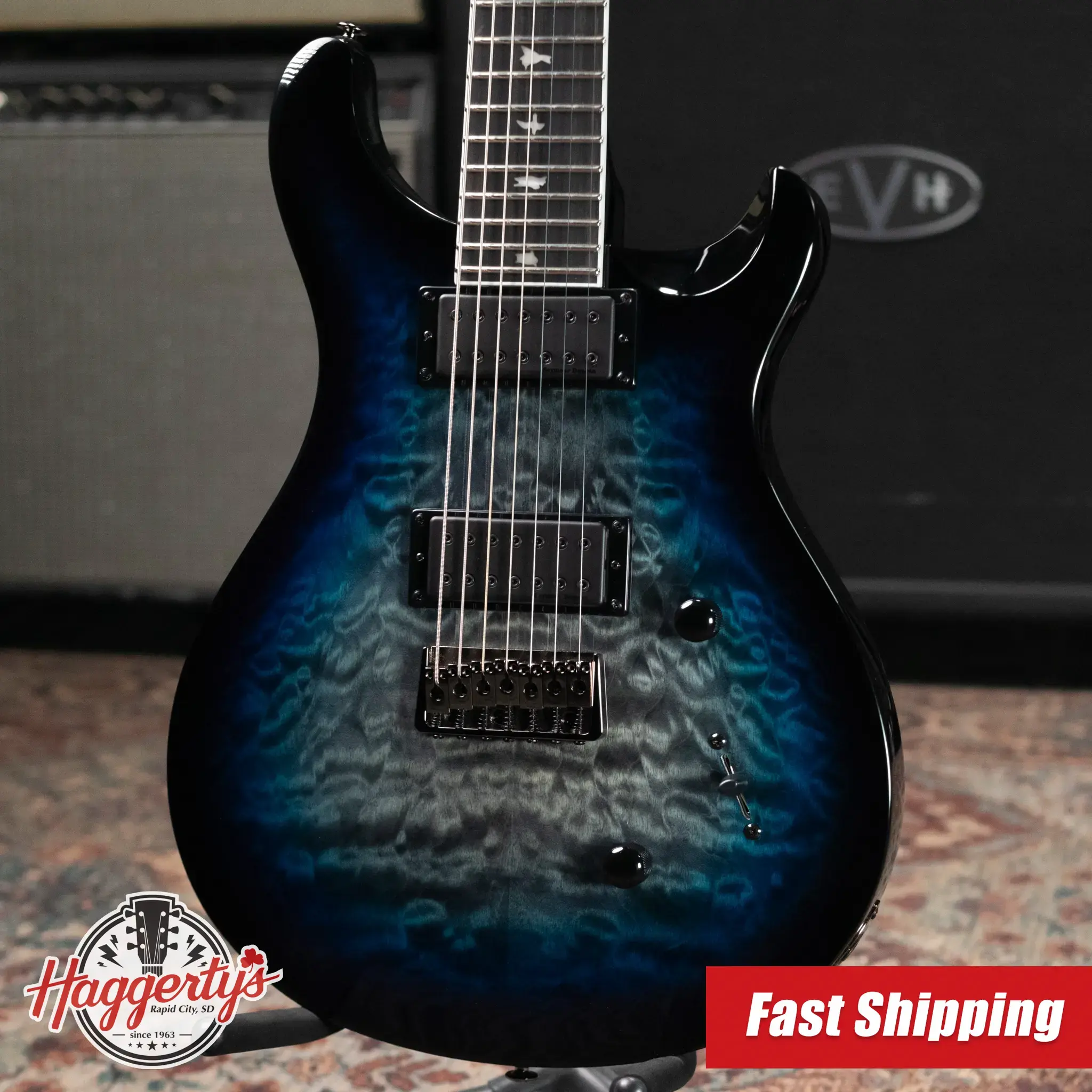 PRS SE Mark Holcomb 7-String Electric Guitar - Holcomb Blue Burst with Gig Bag