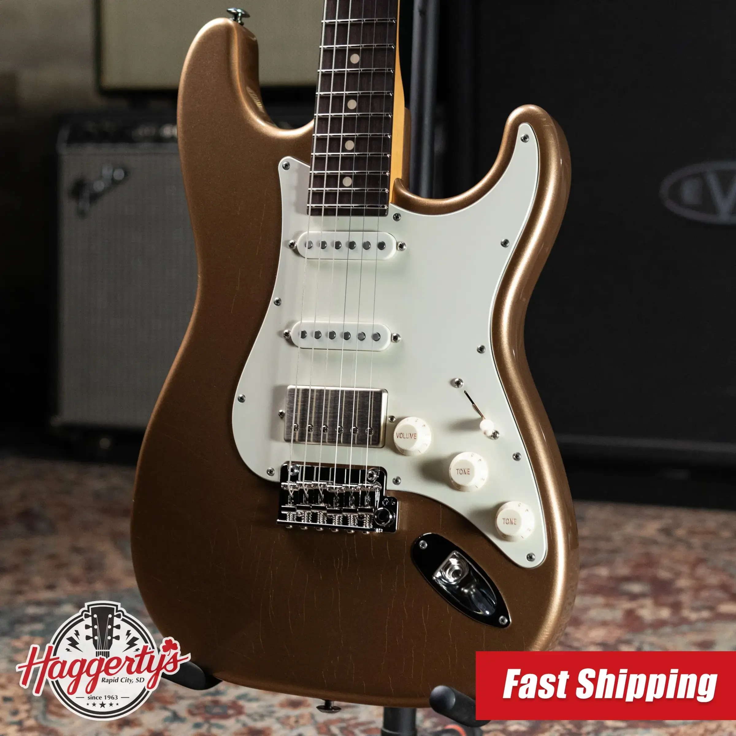 Suhr Custom Shop Classic S Antique Electric Guitar - Firemist Gold with Hardshell Case