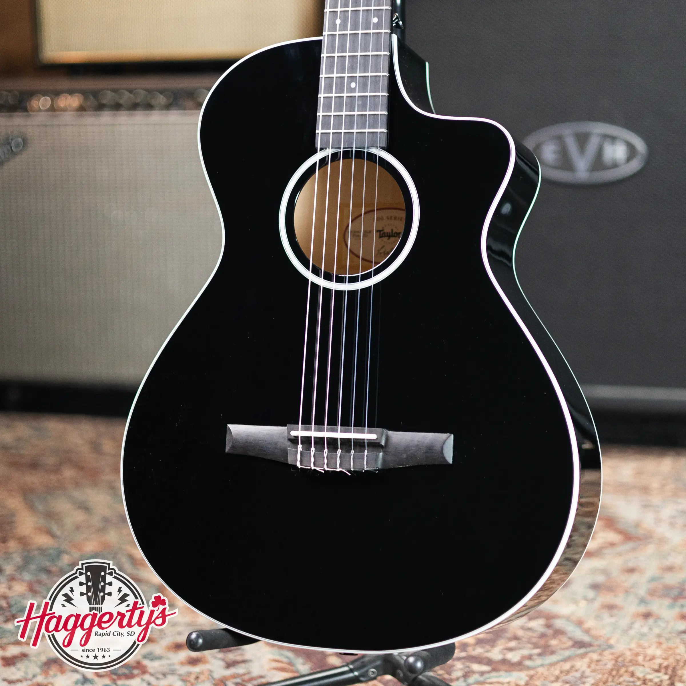 Taylor 212ce-N BLK Plus LTD Nylon Grand Concert Acoustic/Electric Guitar with Aerocase - Factory Demo