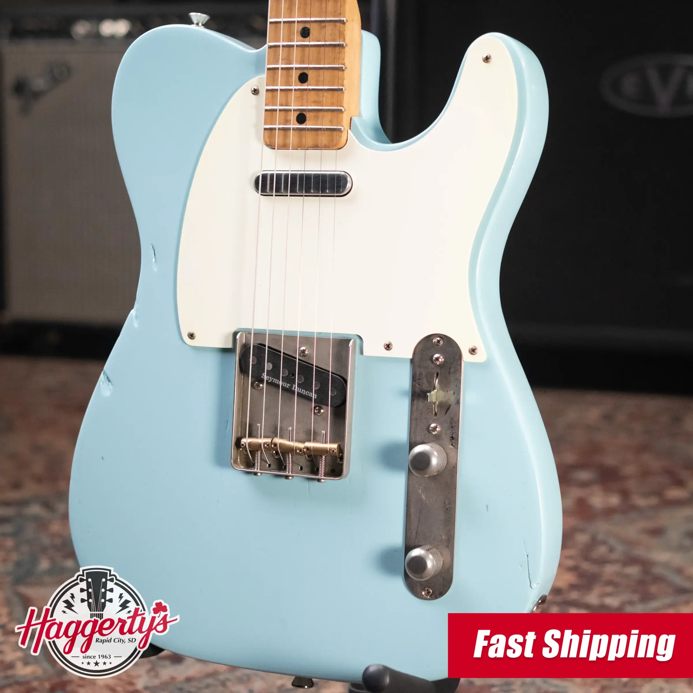 Fender 1969 Telecaster Electric Guitar Refinished Blue with Hardshell Case - Used