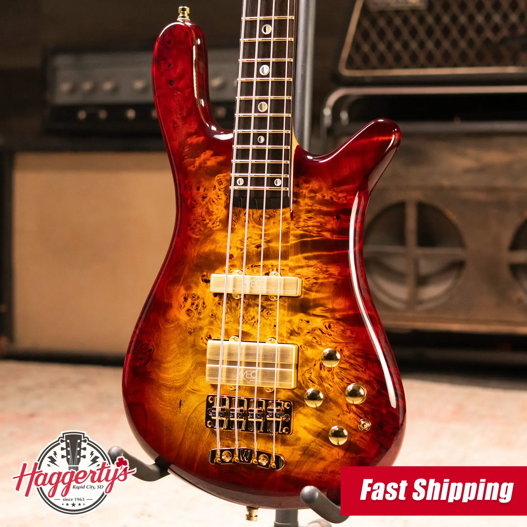 Warwick 2025 Limited Edition Masterbuilt Streamer Stage II NT Bass - Bleached Honey Sunset Burst with Gig Bag