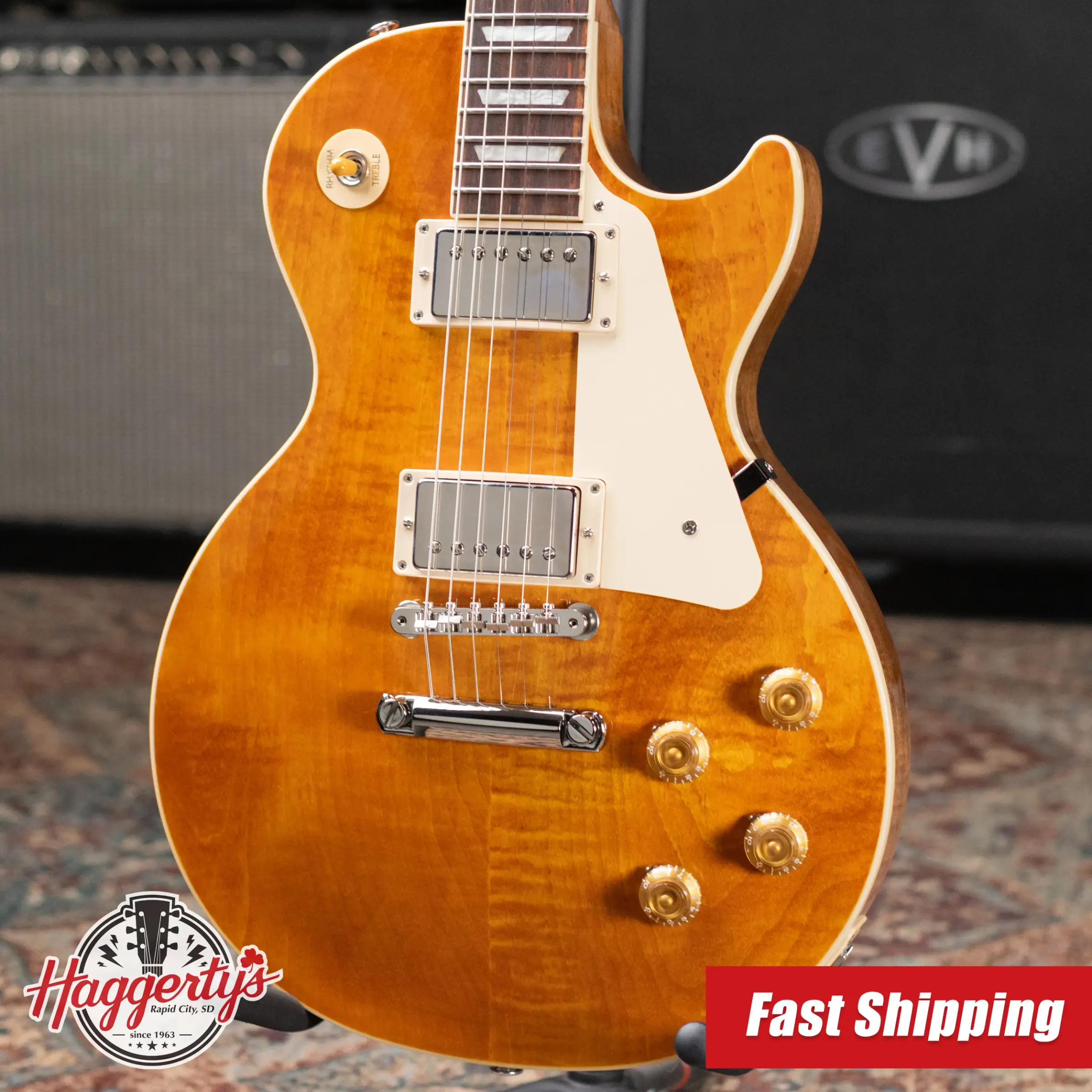 Gibson Les Paul Standard 50s Figured Top Electric Guitar - Honey Amber with Hardshell Case