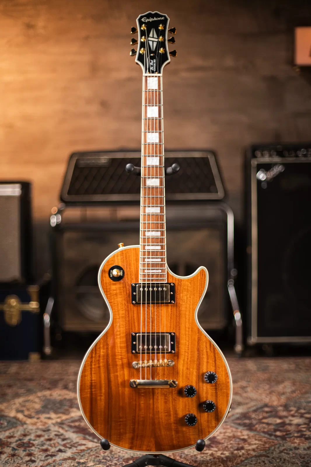 Epiphone Limited Edition Les Paul Custom Pro - Upgraded Tuners - Koa Top  with Hardshell Case - Used