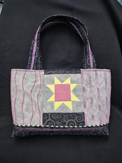 Advanced serger and coverstitch tote bag project sample front view