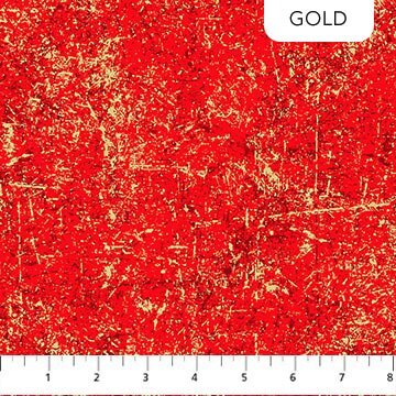 Patrick Lose Fabrics, Glisten Holiday Luxe , Holly Berry Red with Gold Metallic