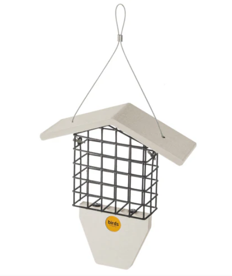 BIRDS CHOICE RECYCLED WHITE SUET FEEDER W/TAIL PROP