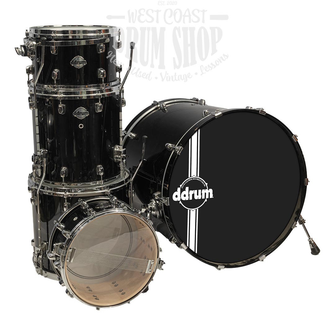 Used Ddrum Dominion Maple 5-Piece Drum Kit with 6.5x14 Snare 13x8 14x14 16x14 24x20 Black Lacquer