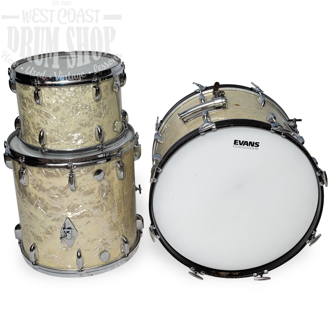 Used Gretsch Vintage 60s-70s Player's Kit White Marine Pearl 13, 16, 20