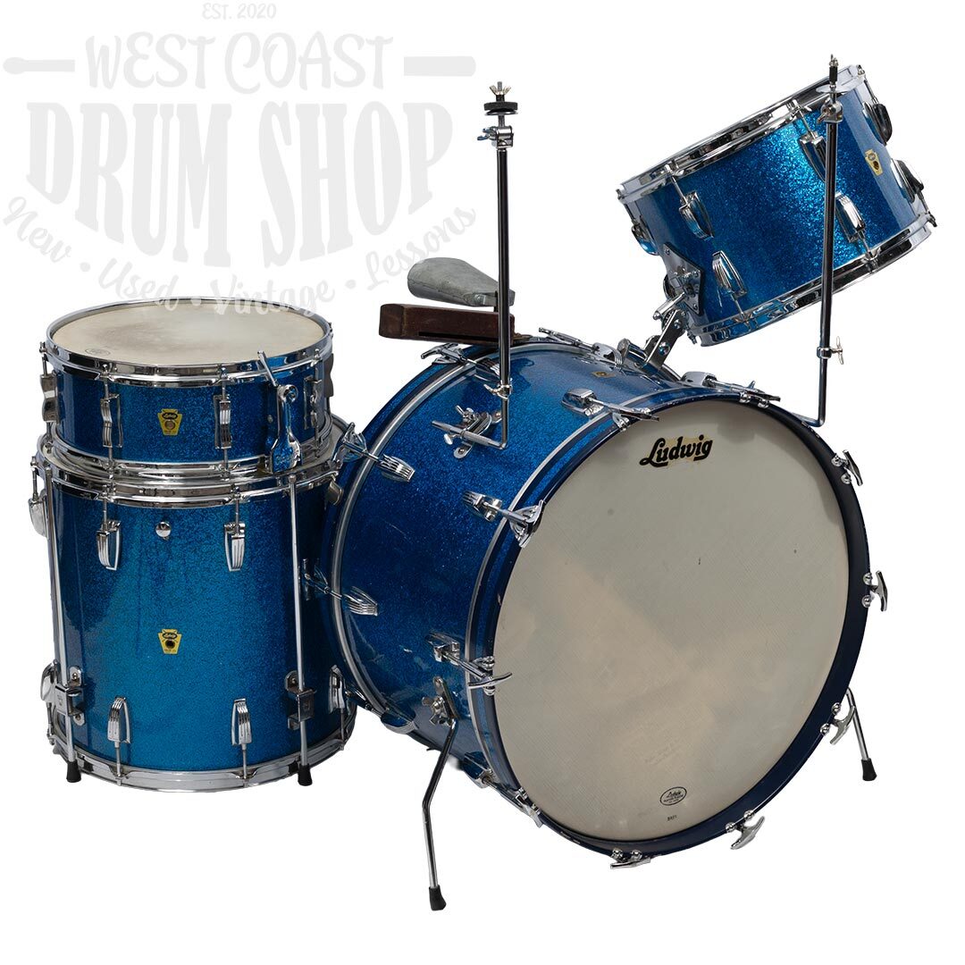 Vintage 1958 Ludwig Transition Badge Super Classic w/ Matching Snare Blue Sparkle