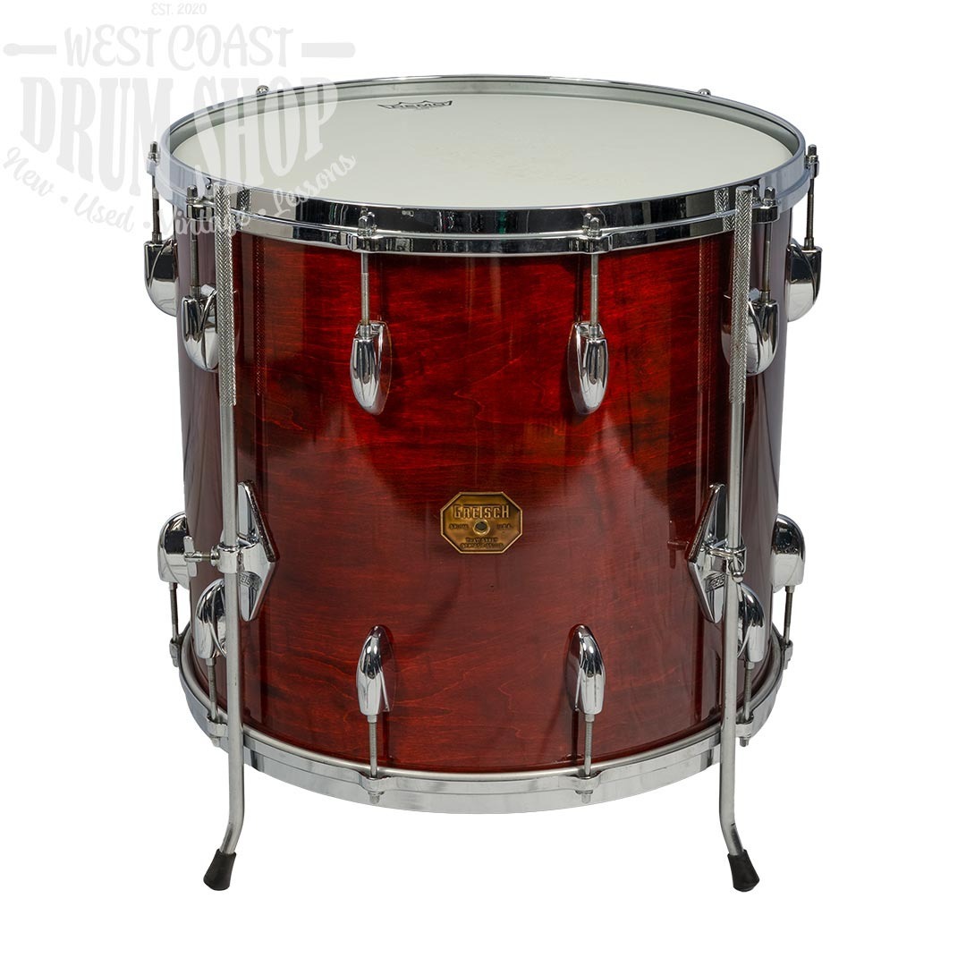 Vintage Gretsch Stop Sign Badge 1976 18x16 Floor Tom with Internal Mufflers, Walnut Finish, w/ Hard Case