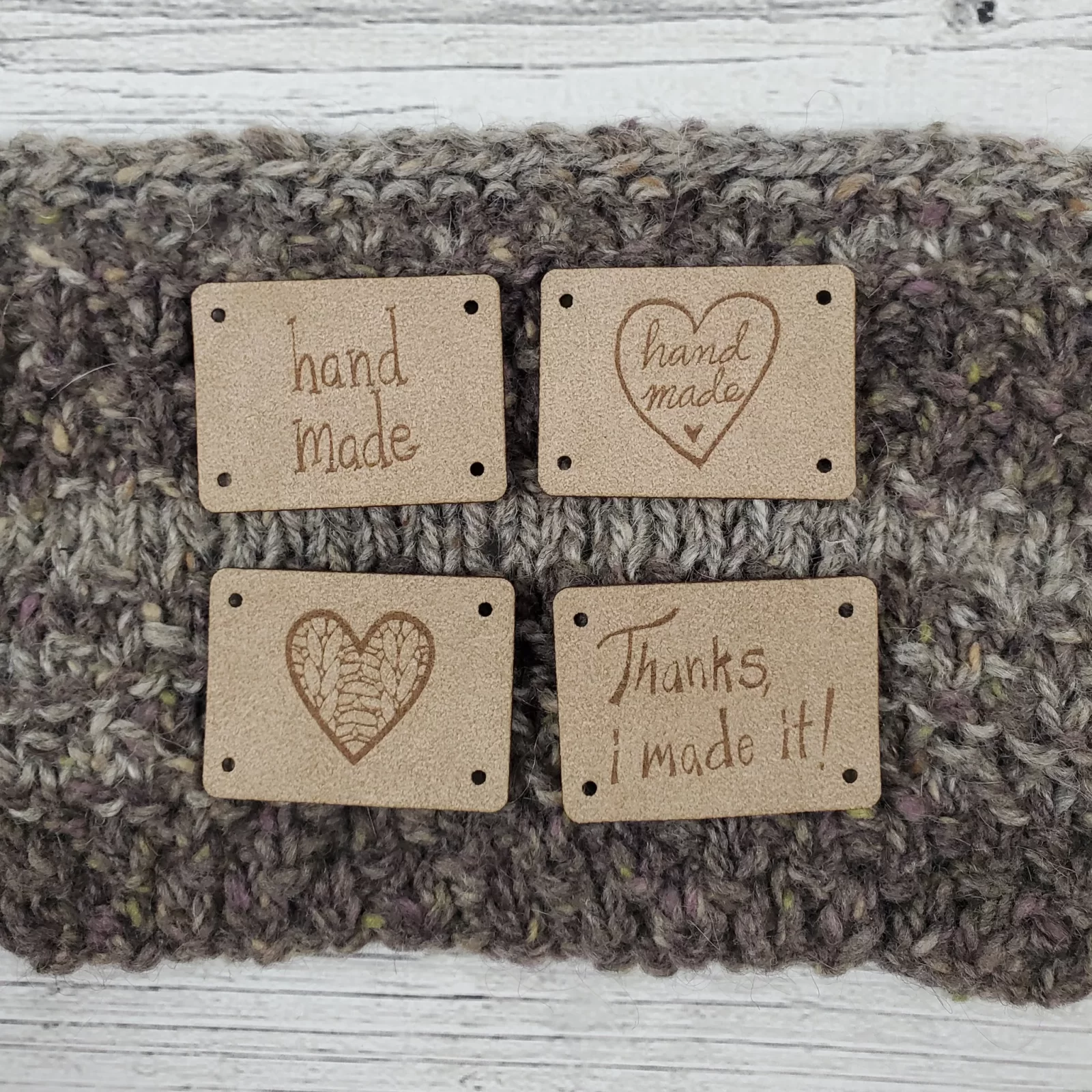 Assorted Hand Made Heart Tags - Card of 4 - Faux Suede